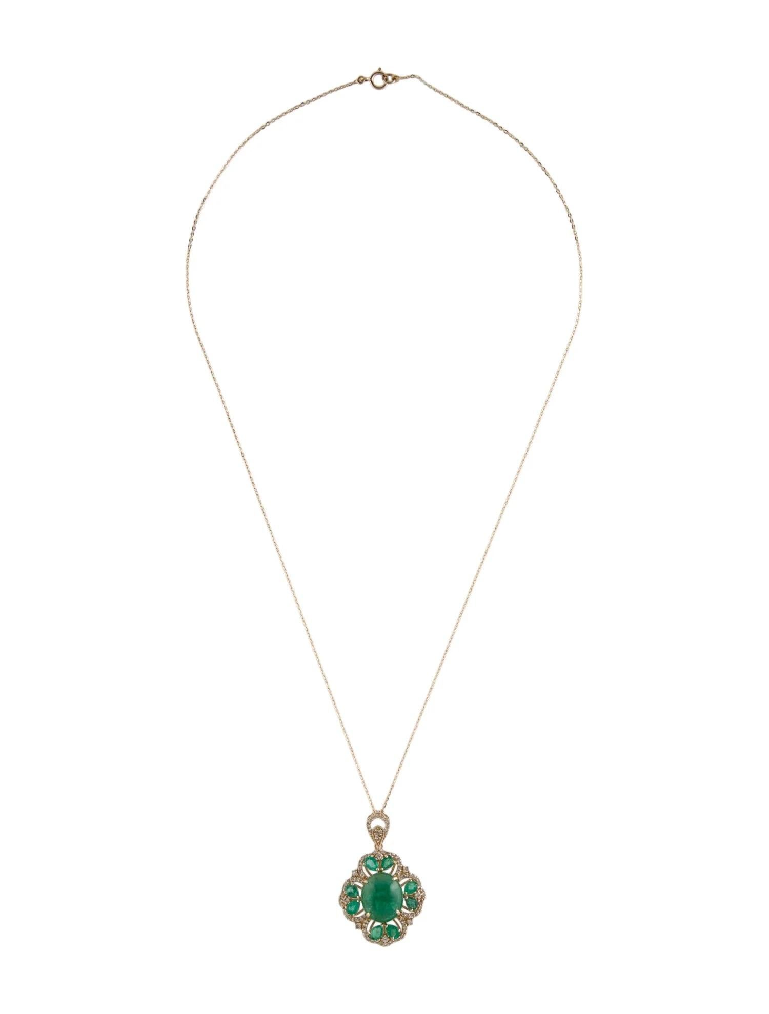 Artiste Collier pendentif Brilli modifié en or jaune 14 carats avec émeraudes et diamants 8,29 carats en vente