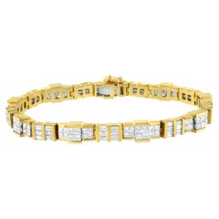 14k Yellow Gold 8.30 Carat Baguette and Princess-Cut Diamond Bracelet