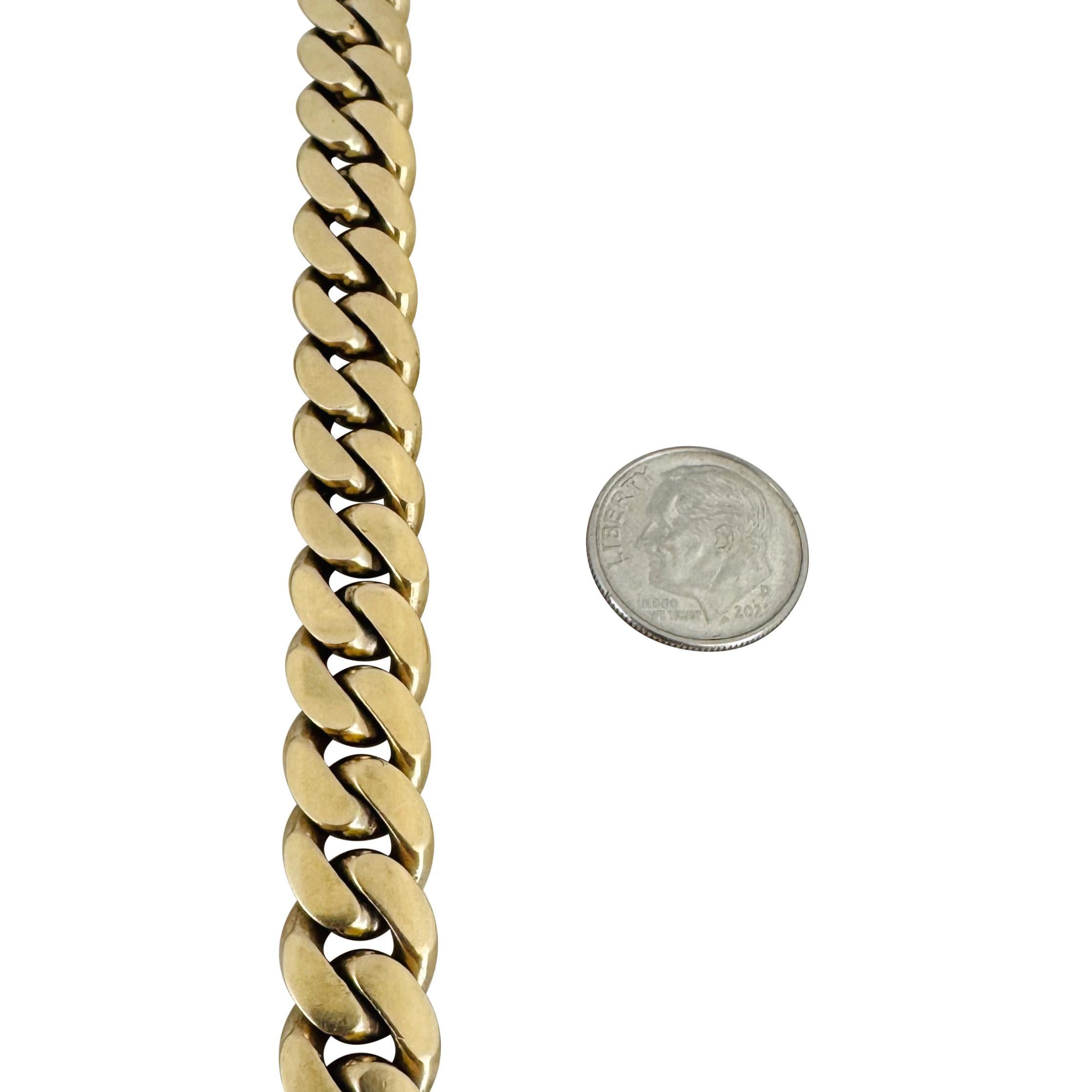 Pulsera de eslabones cubanos para hombre de oro amarillo de 14k 83,2 g macizo 11 mm 8,5