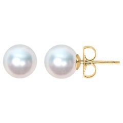 14K Yellow Gold 8.5-9MM Cultured Freshwater Pearl Solitaire Stud Earrings