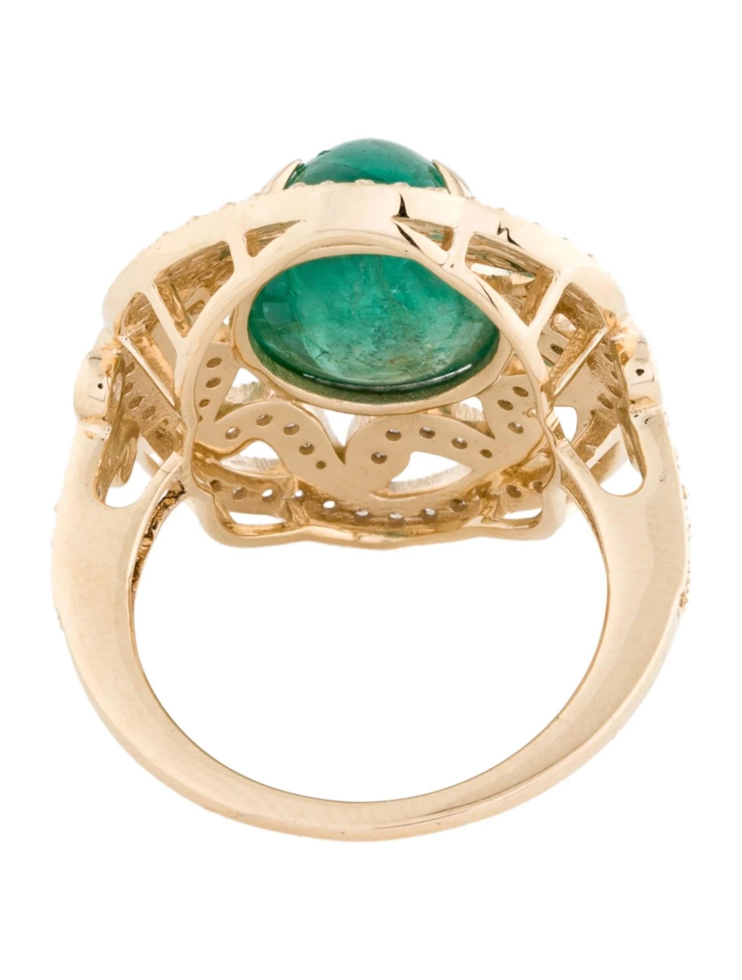 Emerald Cut 14K Yellow Gold 8.53ct Emerald & Diamond Cocktail Ring Size 7 For Sale