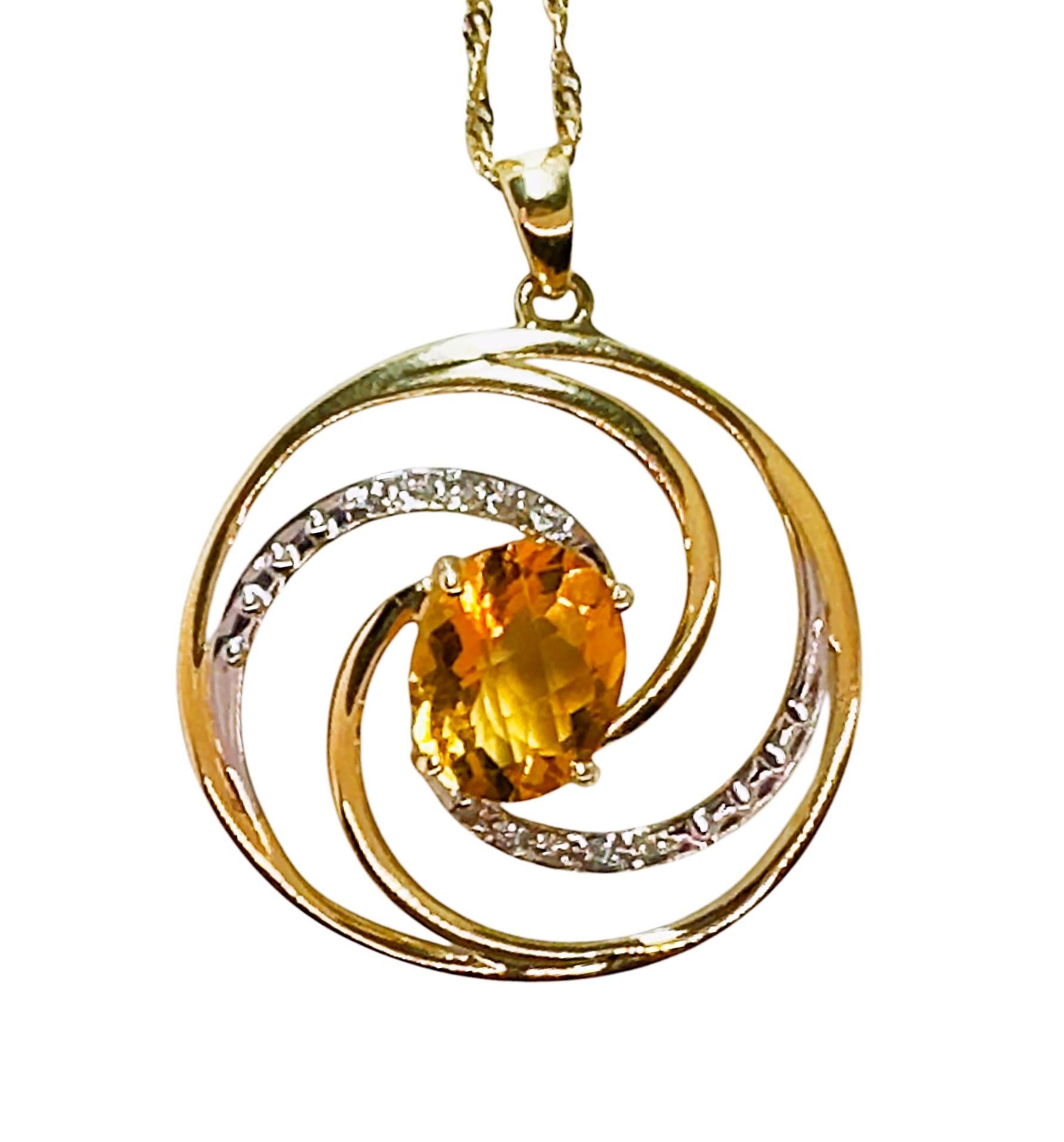 14K Yellow Gold .86 Carat Citrine & Diamond Stud Earrings 5