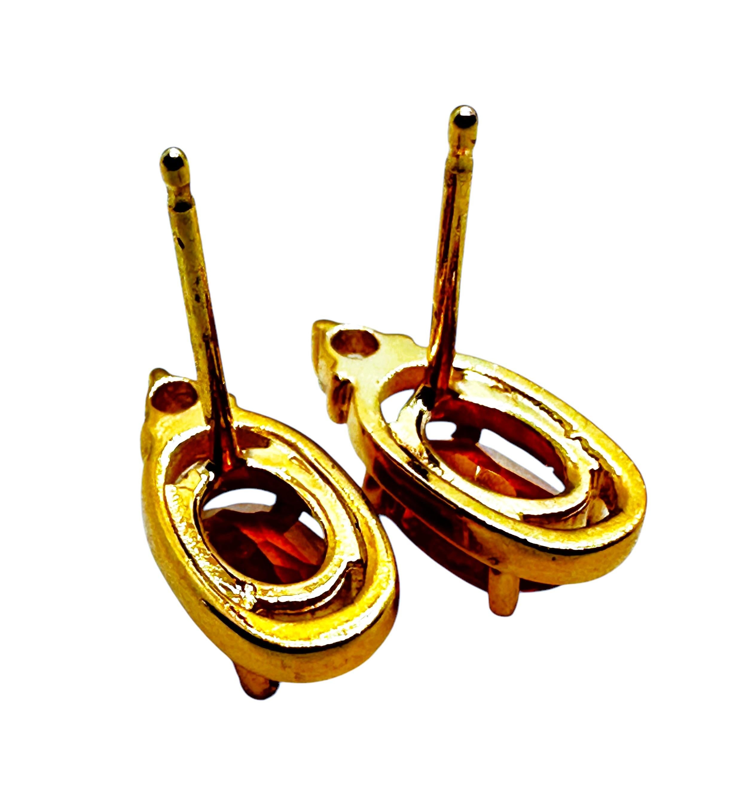 Art Deco 14K Yellow Gold .86 Carat Citrine & Diamond Stud Earrings
