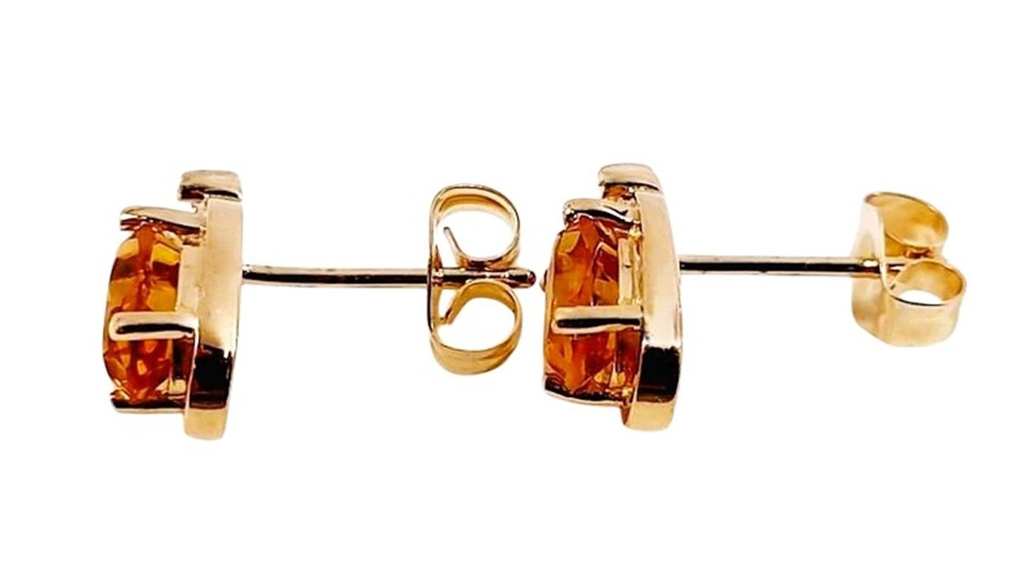14K Yellow Gold .86 Carat Citrine & Diamond Stud Earrings 3