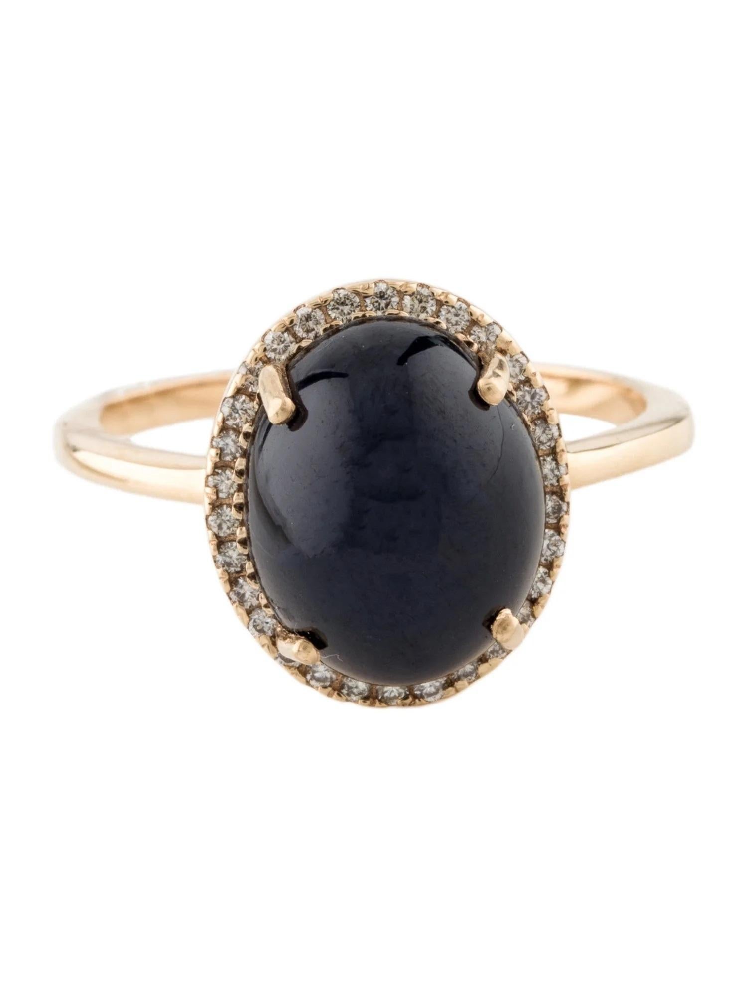 Artist 14K Yellow Gold 8.63ct Cabochon Sapphire & 0.15ct Diamond Cocktail Ring, Size 6. For Sale