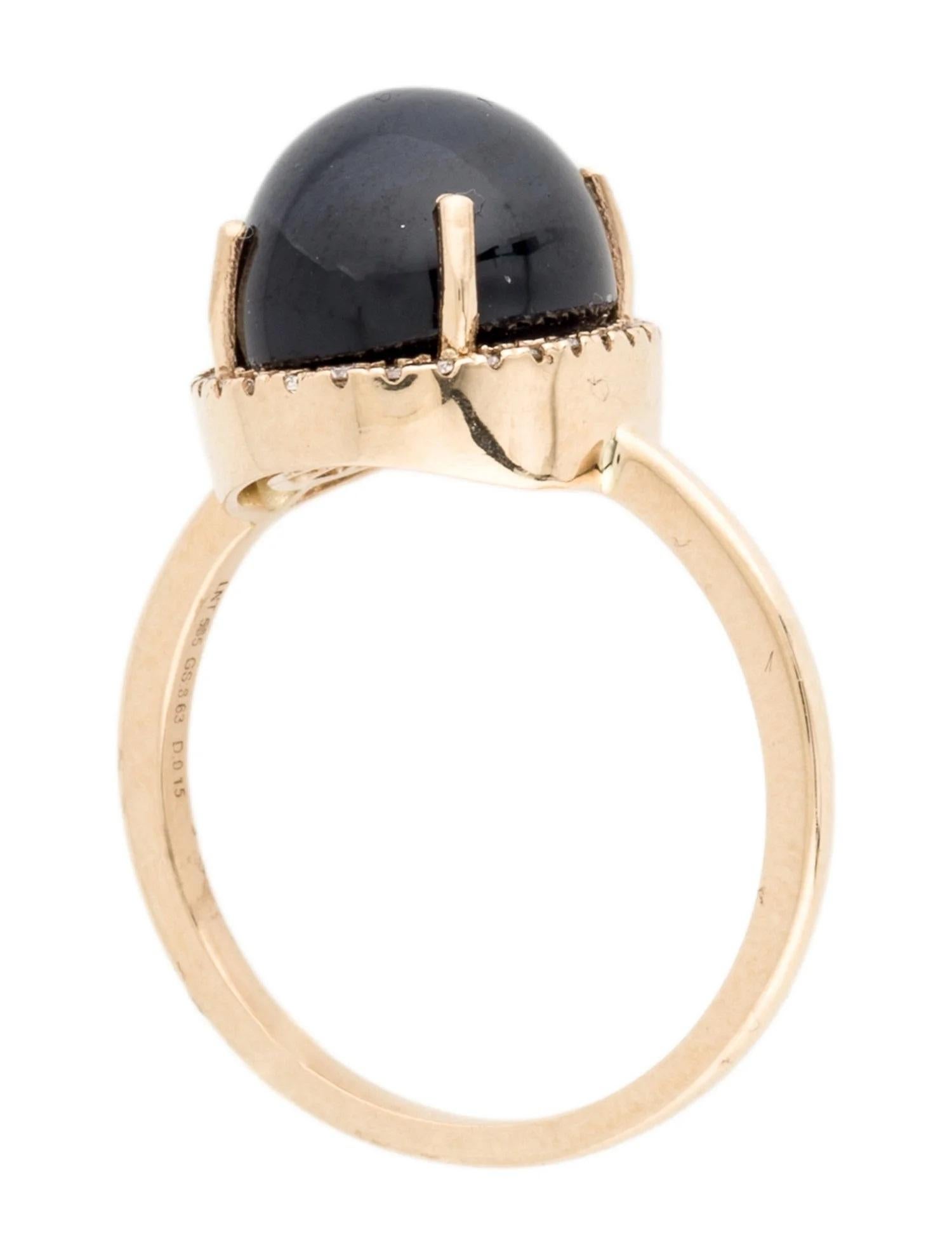 Women's 14K Yellow Gold 8.63ct Cabochon Sapphire & 0.15ct Diamond Cocktail Ring, Size 6. For Sale