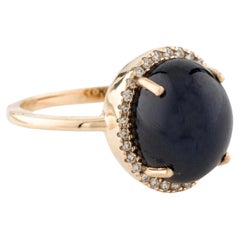 14K Gelbgold 8,63 Karat Cabochon Saphir & 0,15 Karat Diamant Cocktail-Ring, Größe 6.