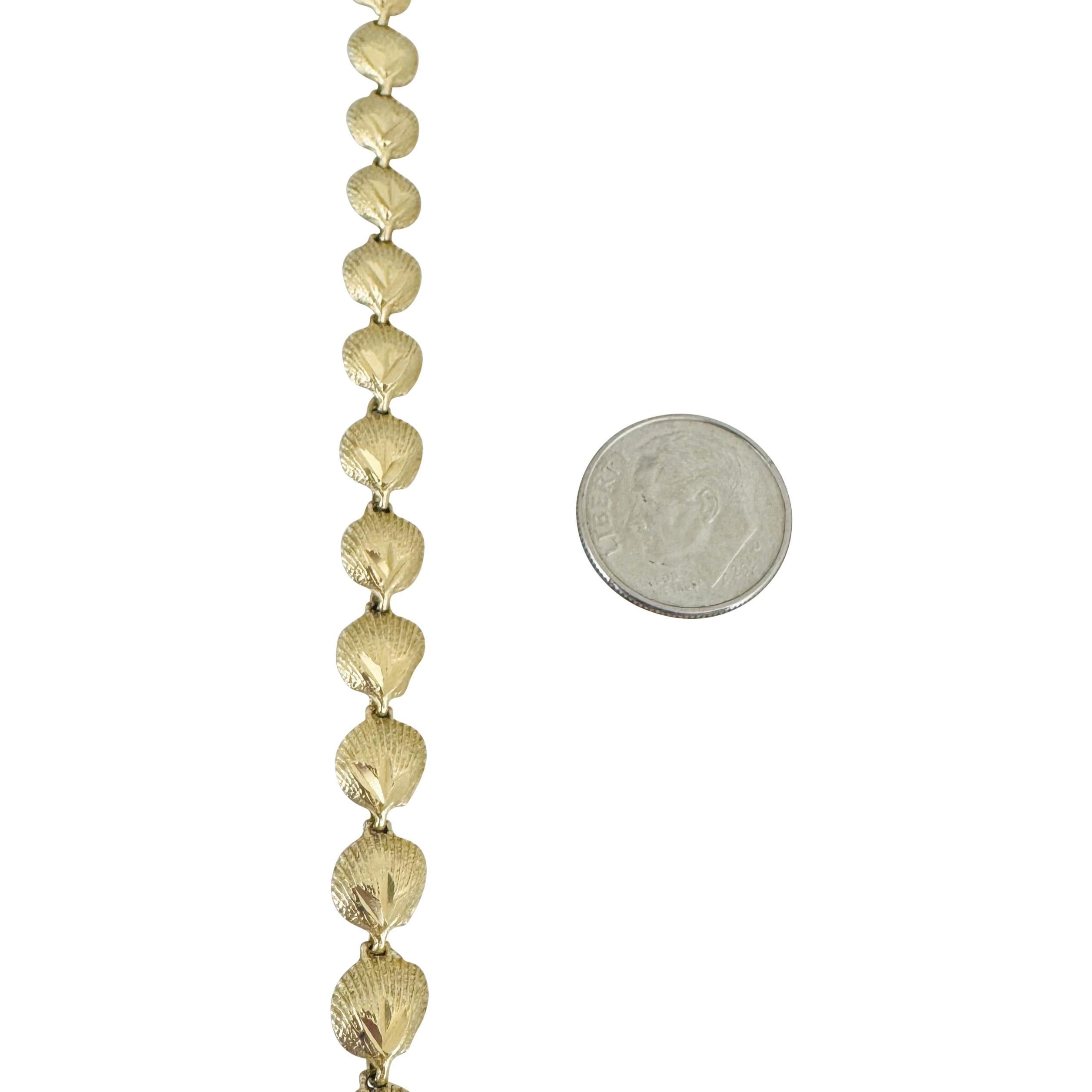 14k Yellow Gold 8.7g Ladies Diamond Cut 7mm Seashell Link Bracelet 7