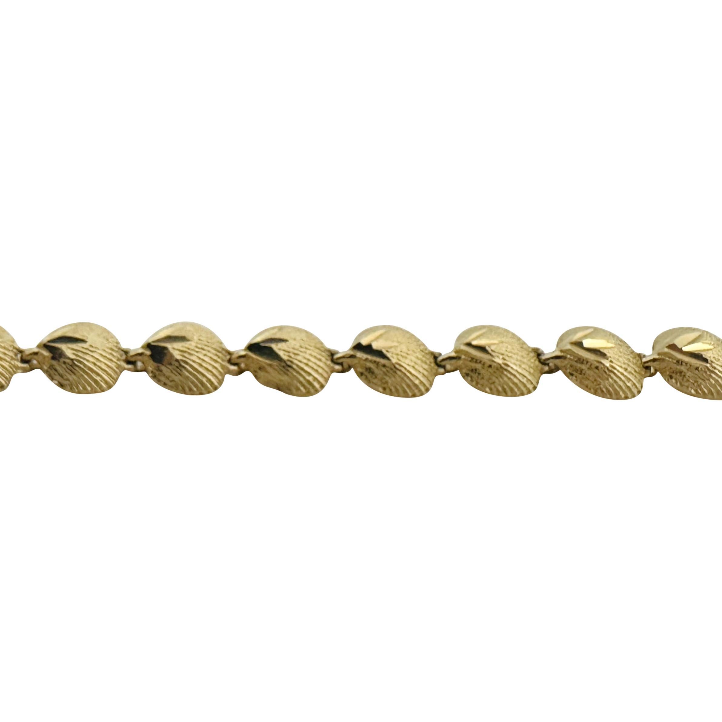 Women's 14k Yellow Gold 8.7g Ladies Diamond Cut 7mm Seashell Link Bracelet 7