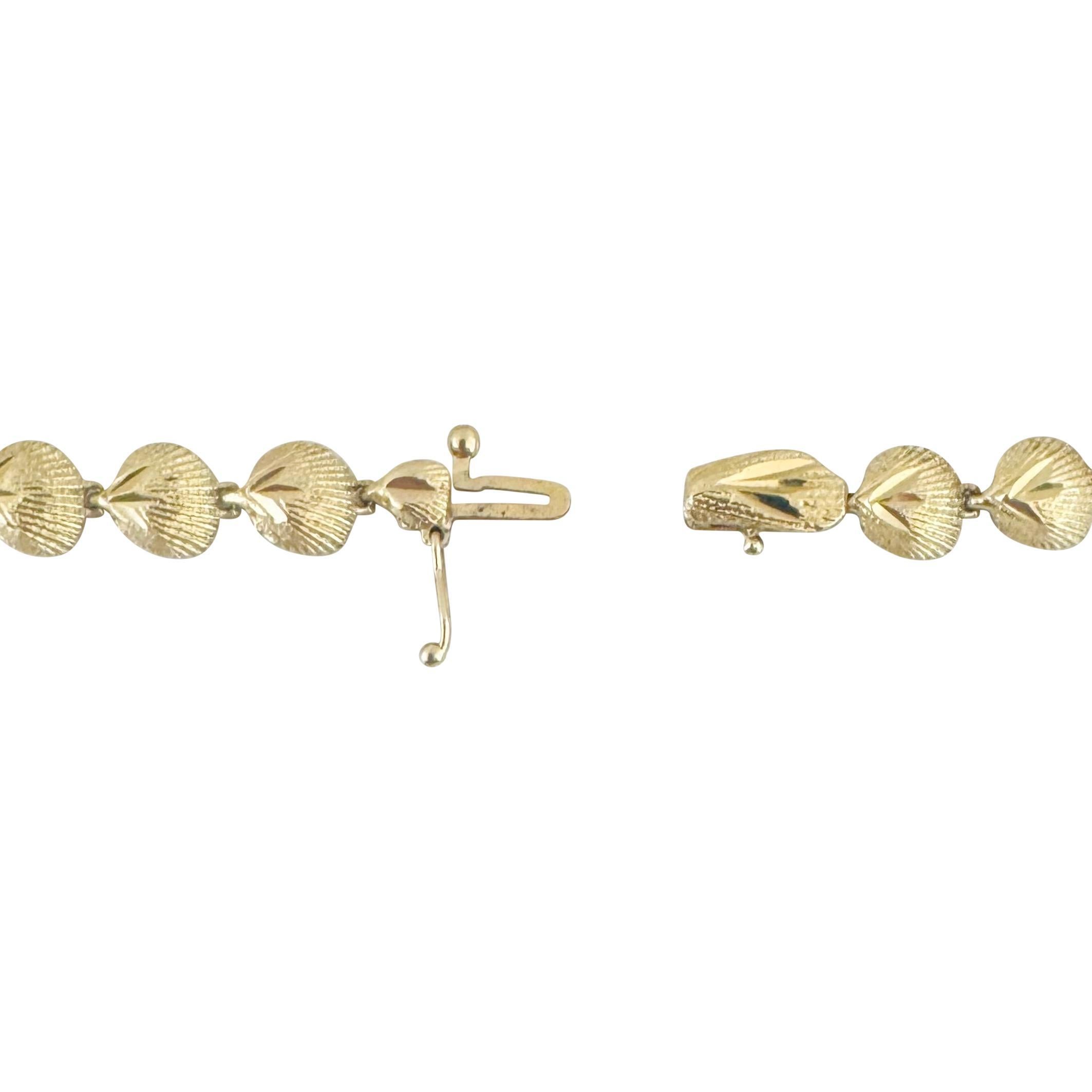 14k Yellow Gold 8.7g Ladies Diamond Cut 7mm Seashell Link Bracelet 7