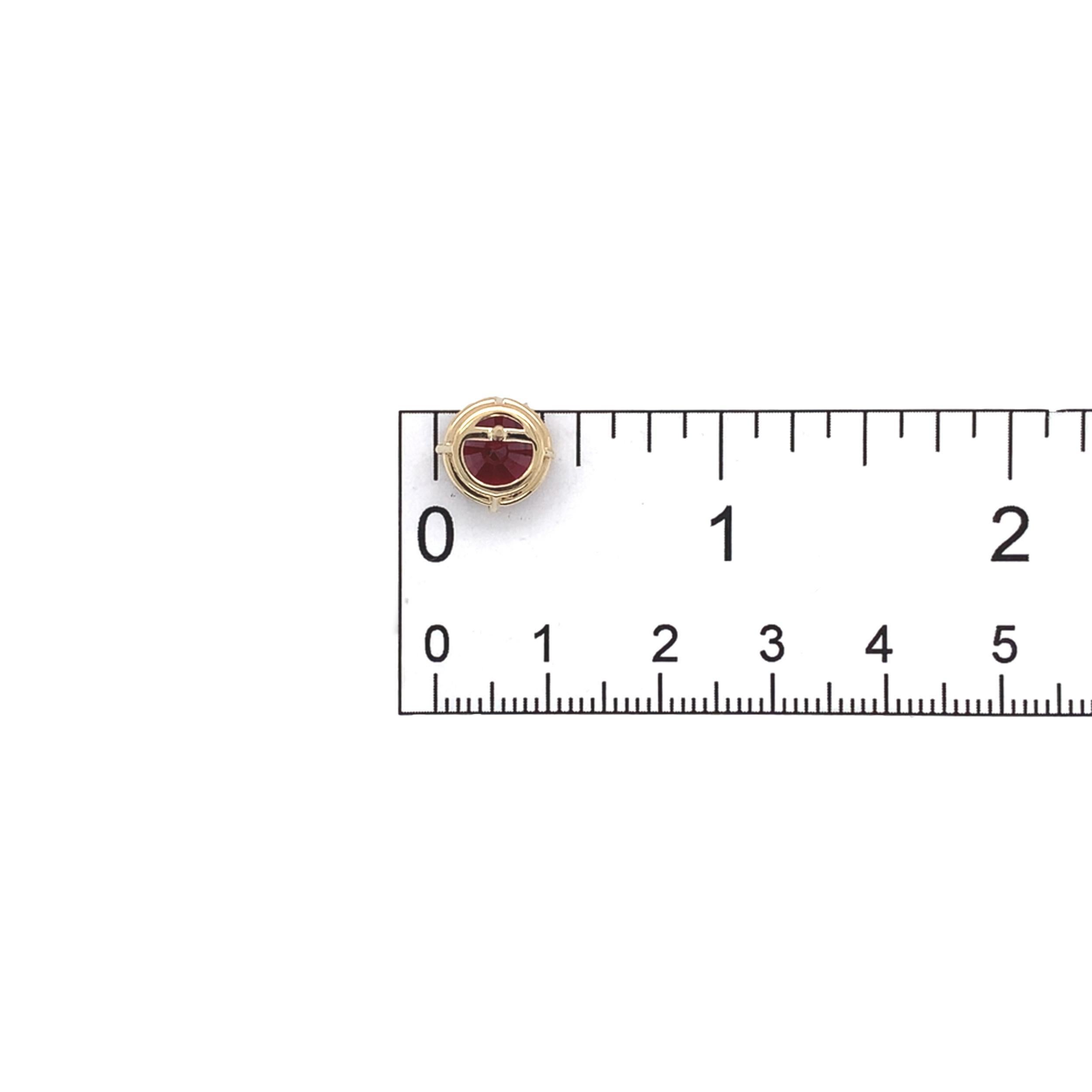 14K Yellow gold 8.85 carat tw Rhodolite Garnet Stud Earrings 9.5mm For Sale 2