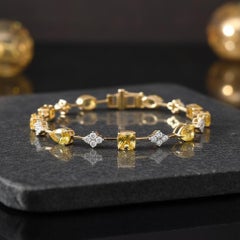 14K Yellow Gold 8.85ctw Fancy Yellow & White Lab Grown Diamond Bracelet