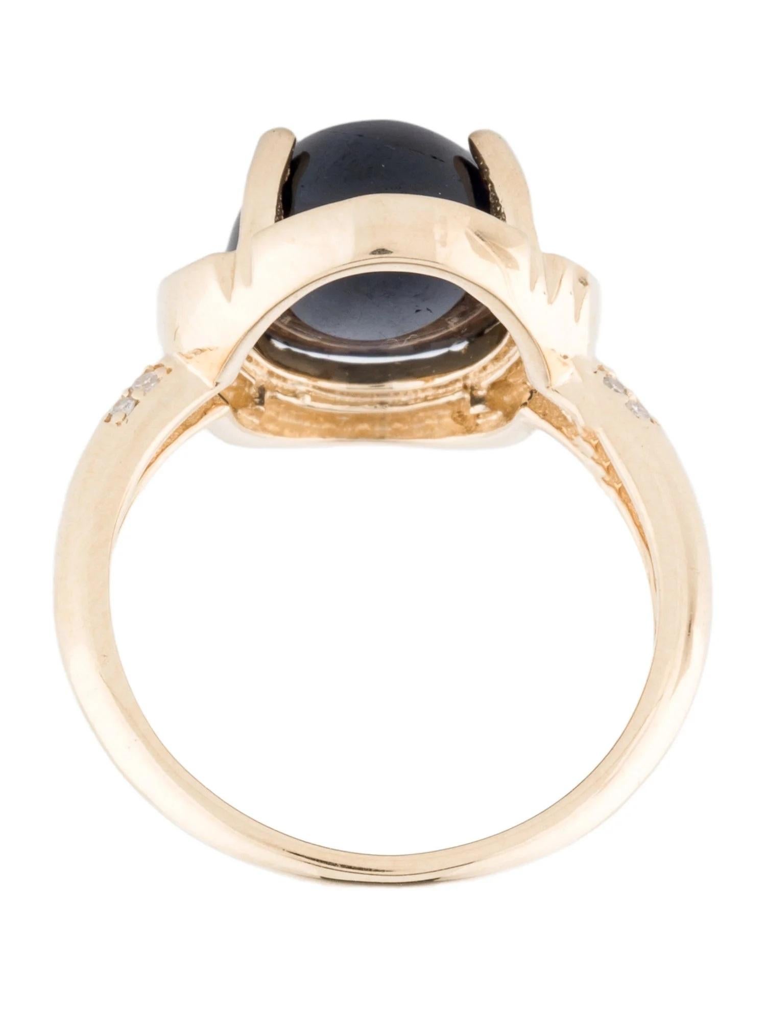 14K Yellow Gold 8.87 Carat Cabochon Sapphire & Diamond Cocktail Ring, Size 7 In New Condition For Sale In Holtsville, NY