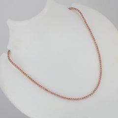 14K Yellow Gold 8.95 CT Natural Pink Sapphire Princess-Cut Tennis Necklace