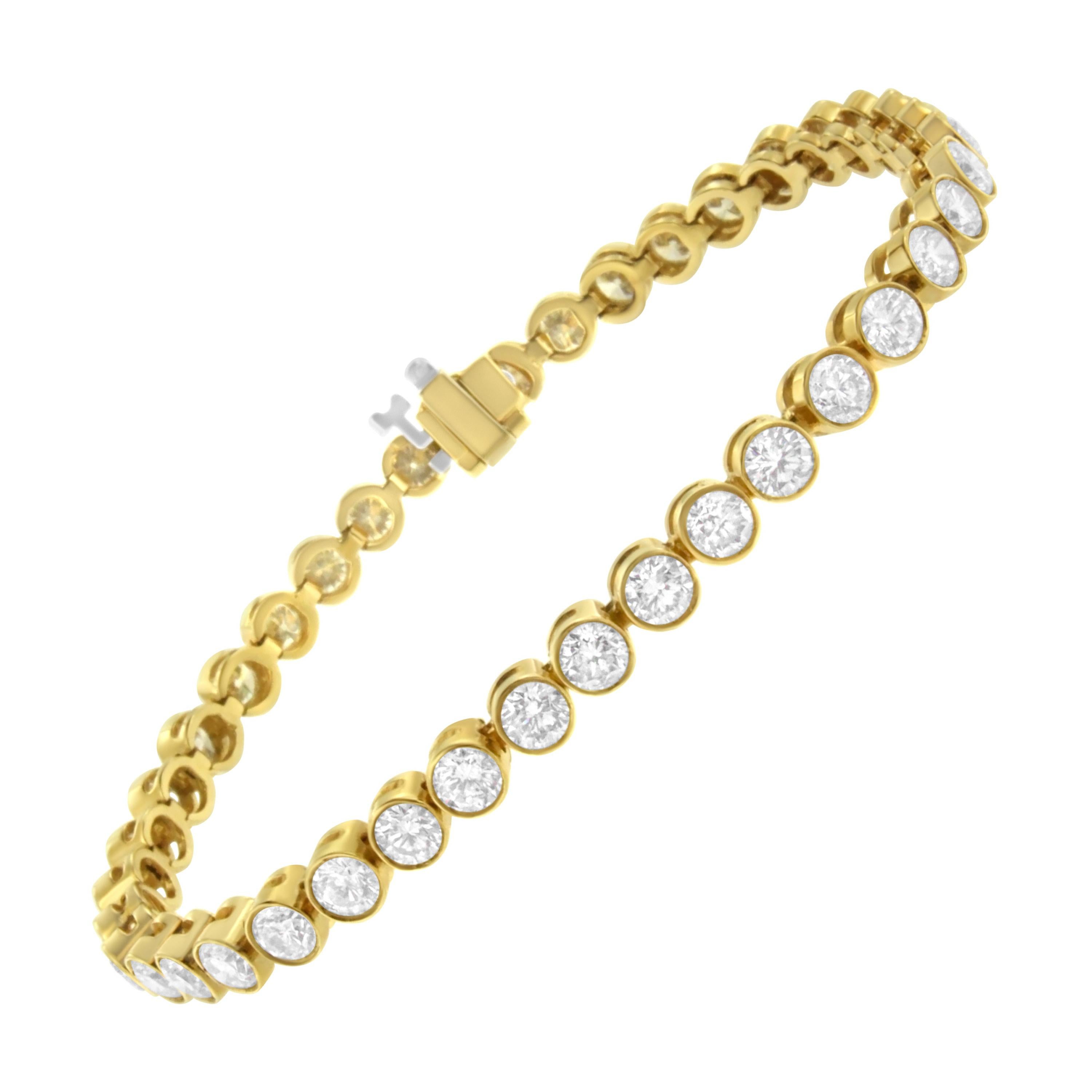 14K Yellow Gold 8ct. TDW Round-Cut Diamond Bracelet 'H-I, SI1-SI2' For Sale