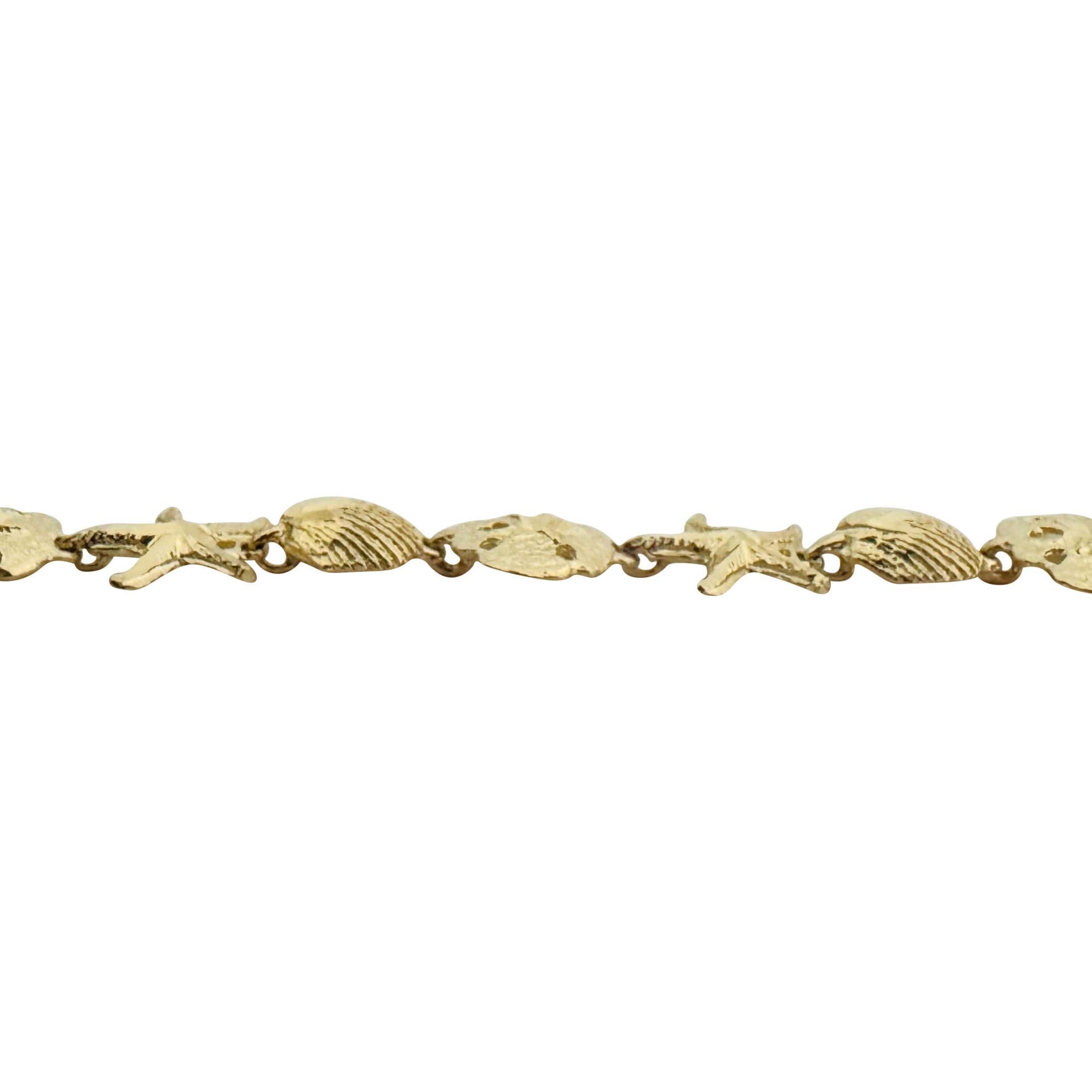 14k Gelbgold 8g Damen Diamantschliff 9,5mm Ozeanschal Gliederarmband 7,5