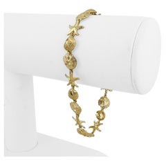 14k Gelbgold 8g Damen Diamantschliff 9,5mm Ozeanschal Gliederarmband 7,5"