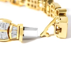 14K Yellow Gold 9 7/8 Cttw Diamond Bow and Box Link Tennis Bracelet