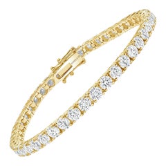 Pulsera de tenis de oro amarillo de 14 quilates con diamantes redondos de 9 quilates