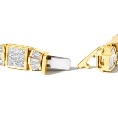 14K Yellow Gold 9.0 Cttw Diamond Alternating Bow and Box Link Bracelet