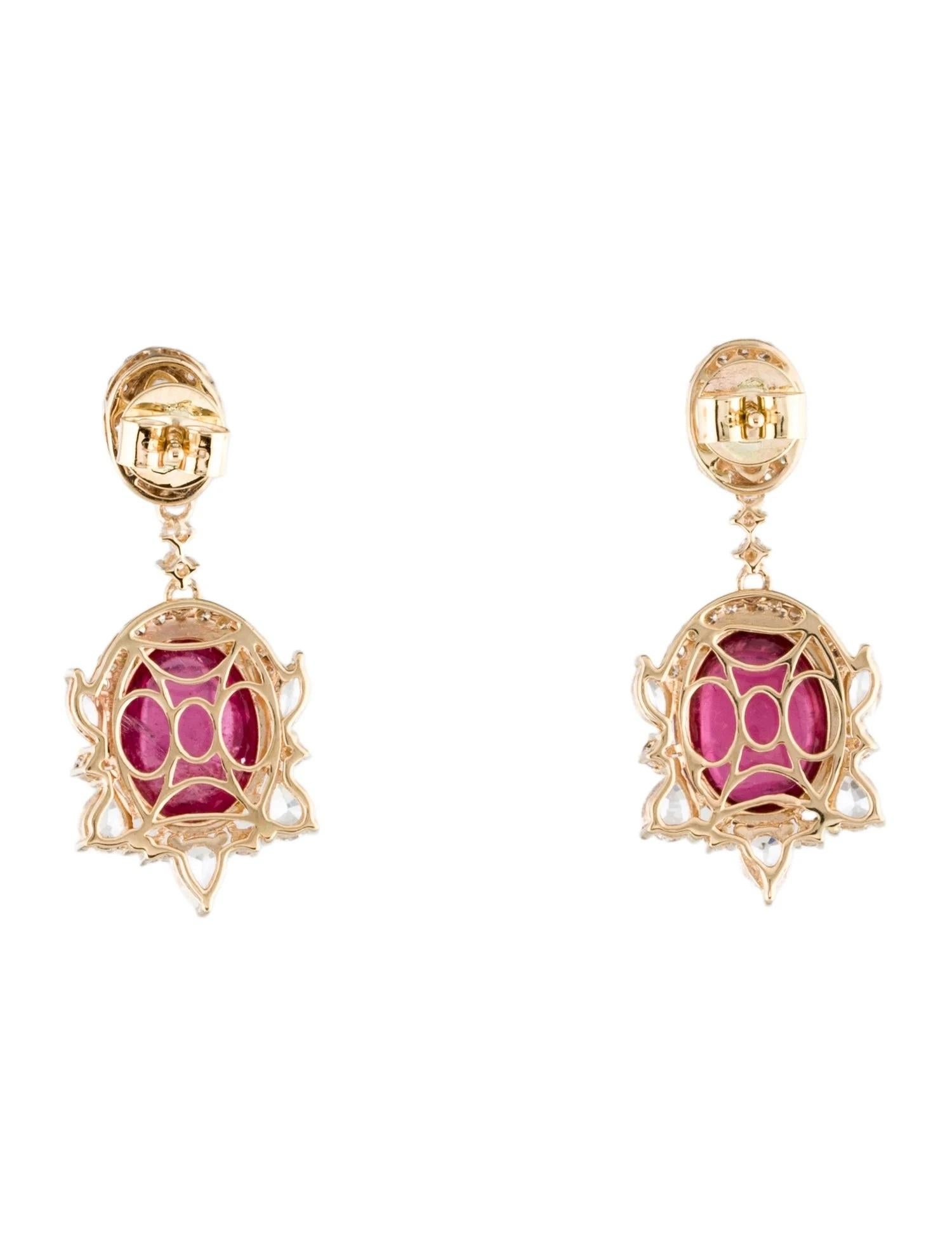 Artist 14K Yellow Gold 9.02ct Tourmaline, Sapphire & Diamond Drop Earrings