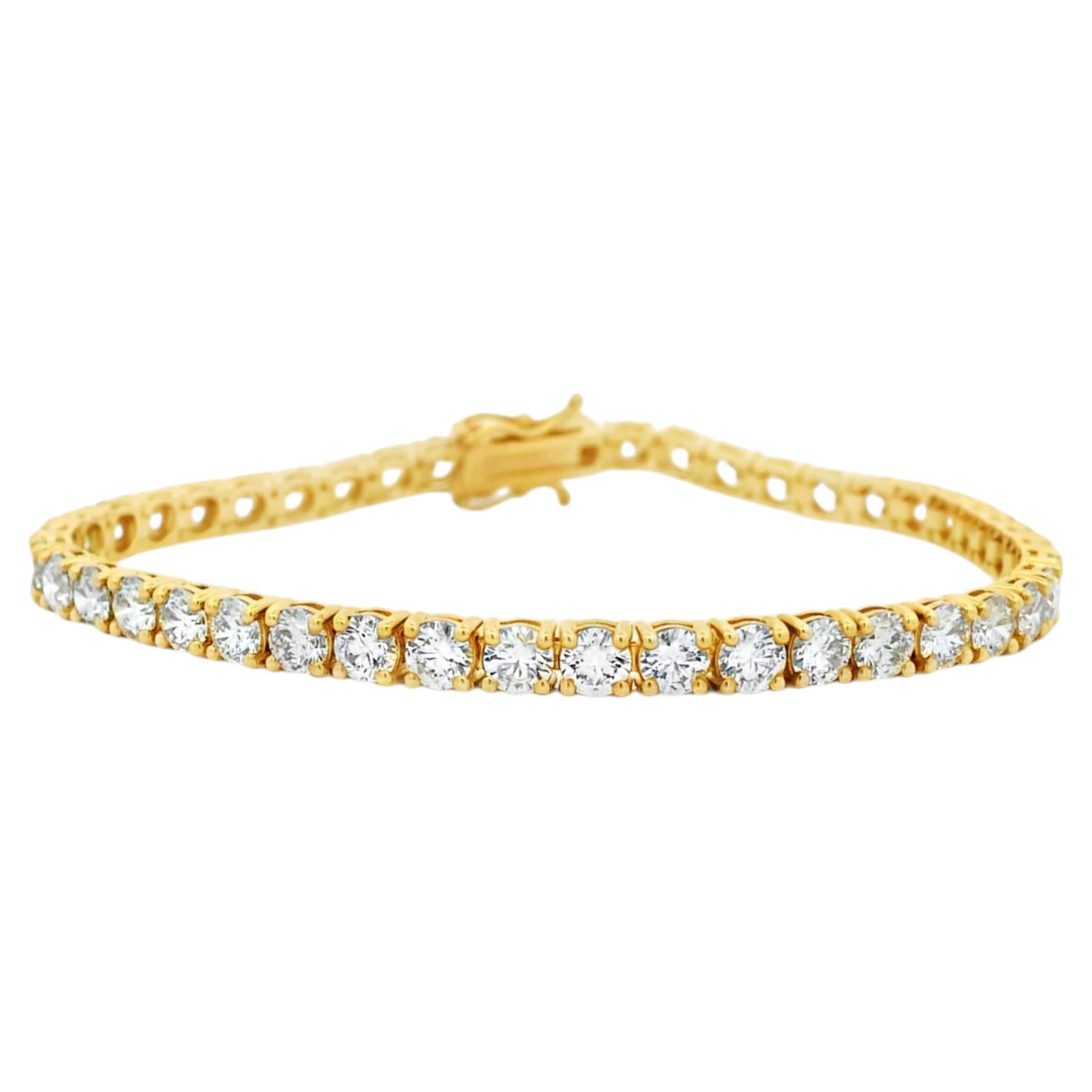 Bracelet de tennis en or jaune 14k 9.04ctw diamant rond brillant