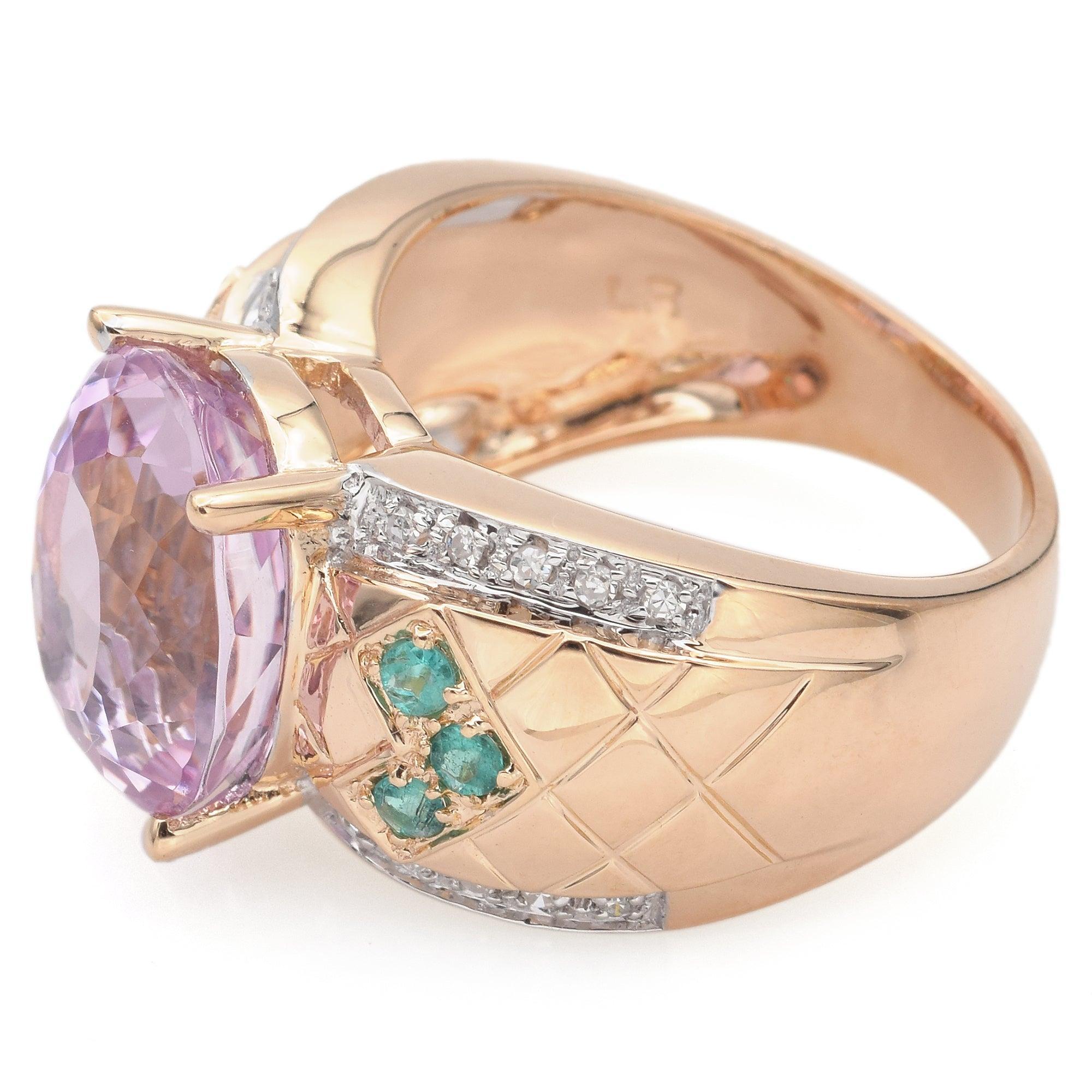 Or jaune 14k 9.21ct  Bague en kunzite, tourmaline de Paraiba et diamant Pour femmes en vente