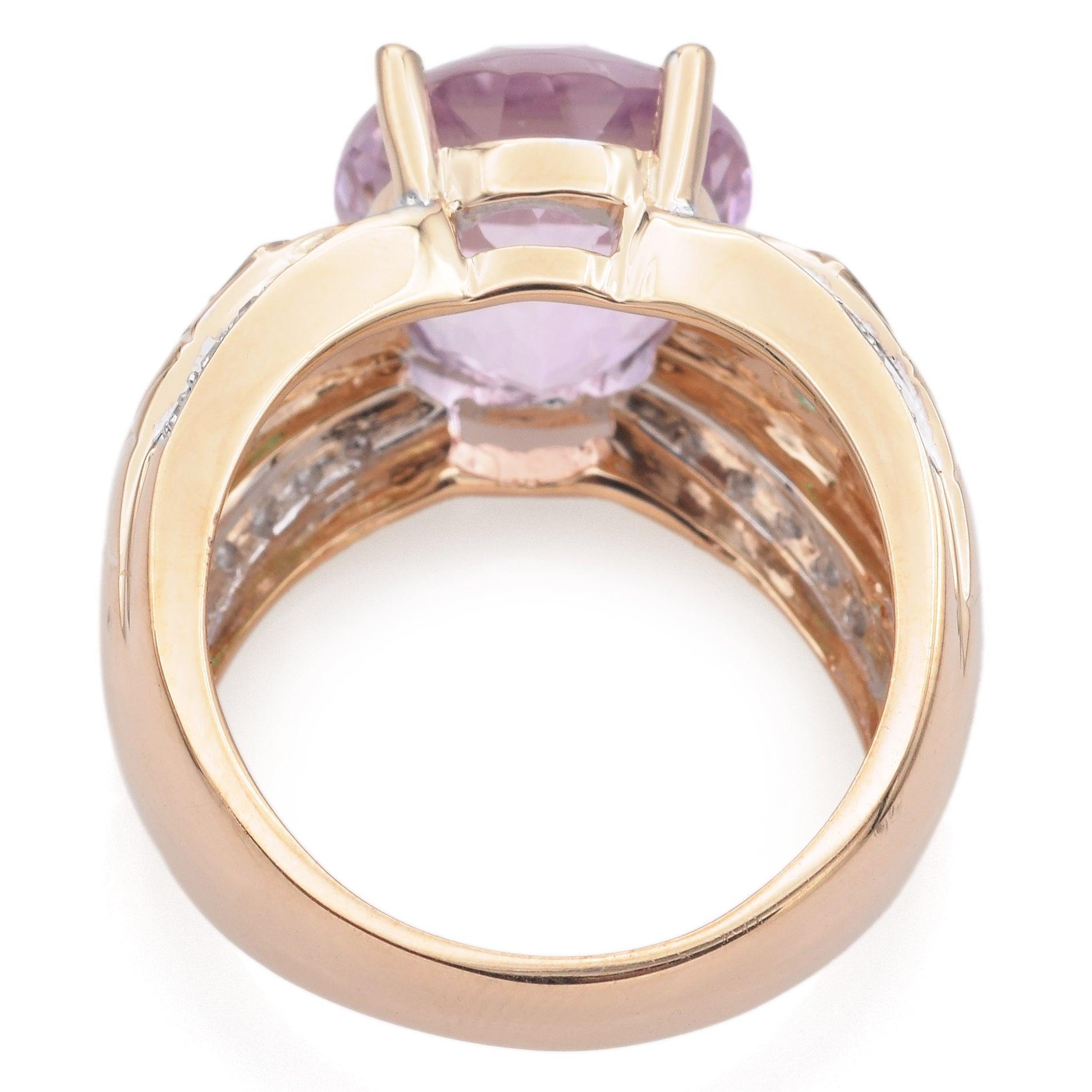 Or jaune 14k 9.21ct  Bague en kunzite, tourmaline de Paraiba et diamant en vente 1