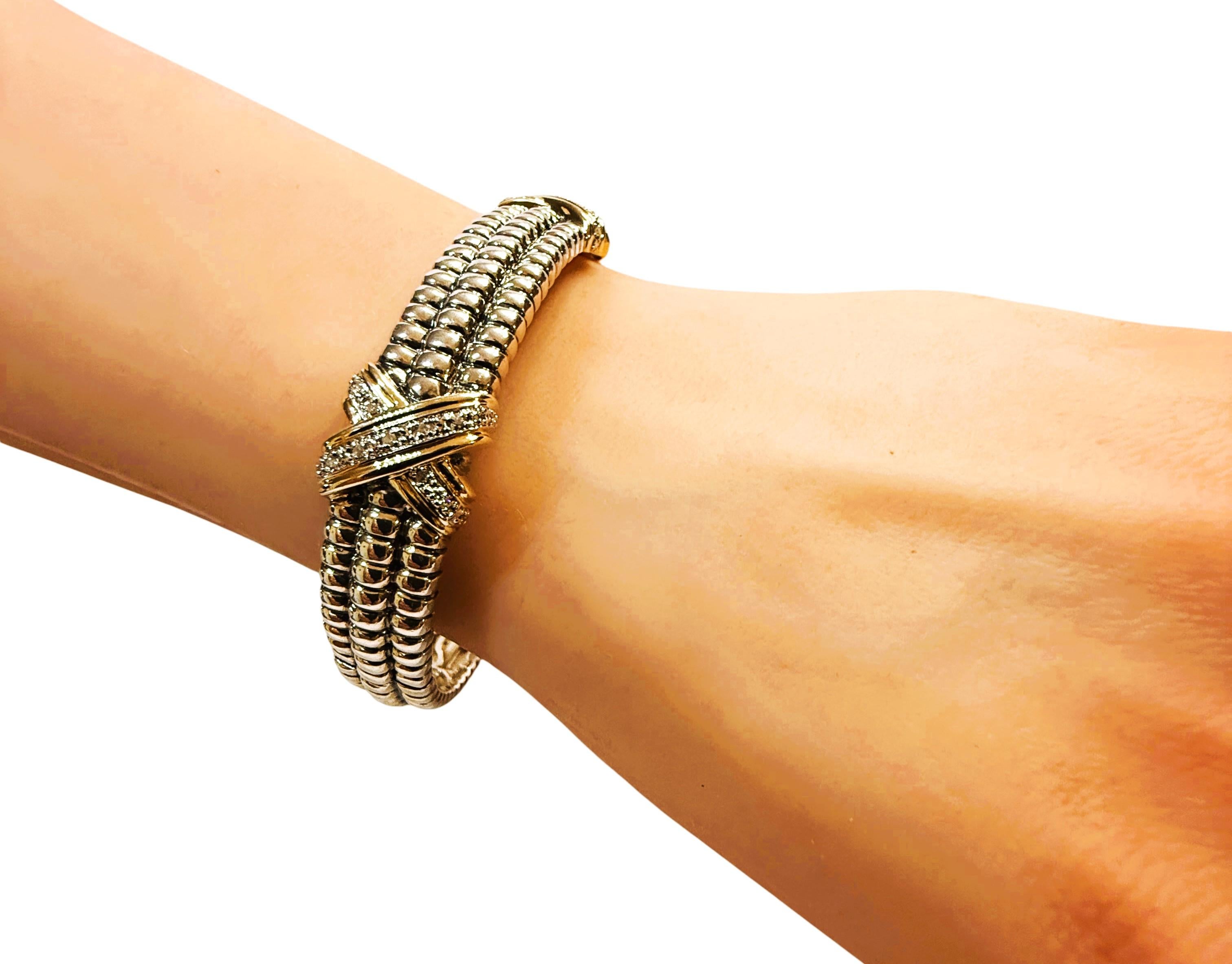 Pulsera de oro amarillo de 14 quilates y diamantes de ley 925 de 0,20 quilates en venta 5