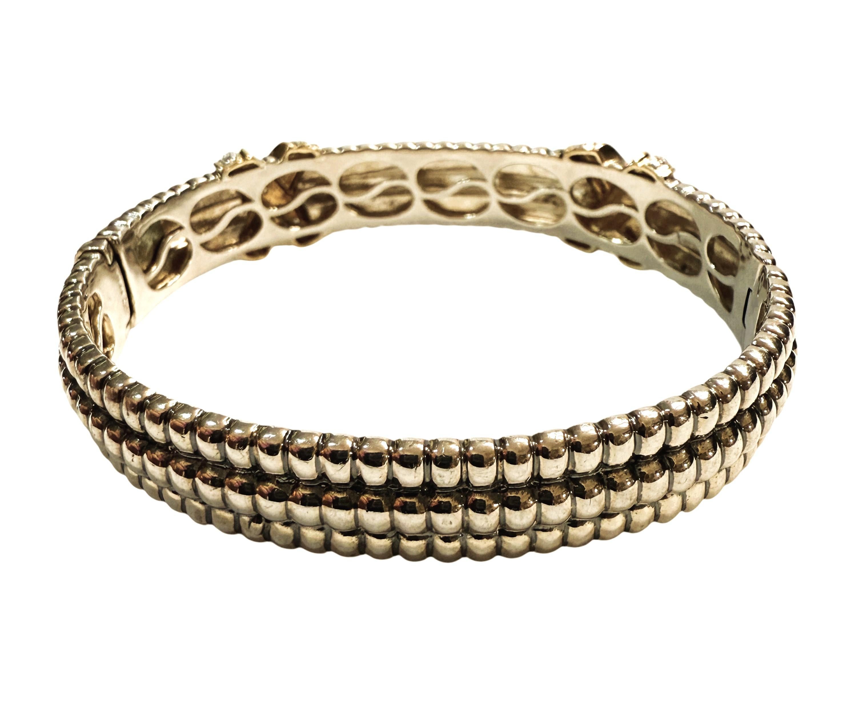 Pulsera de oro amarillo de 14 quilates y diamantes de ley 925 de 0,20 quilates Corte brillante en venta