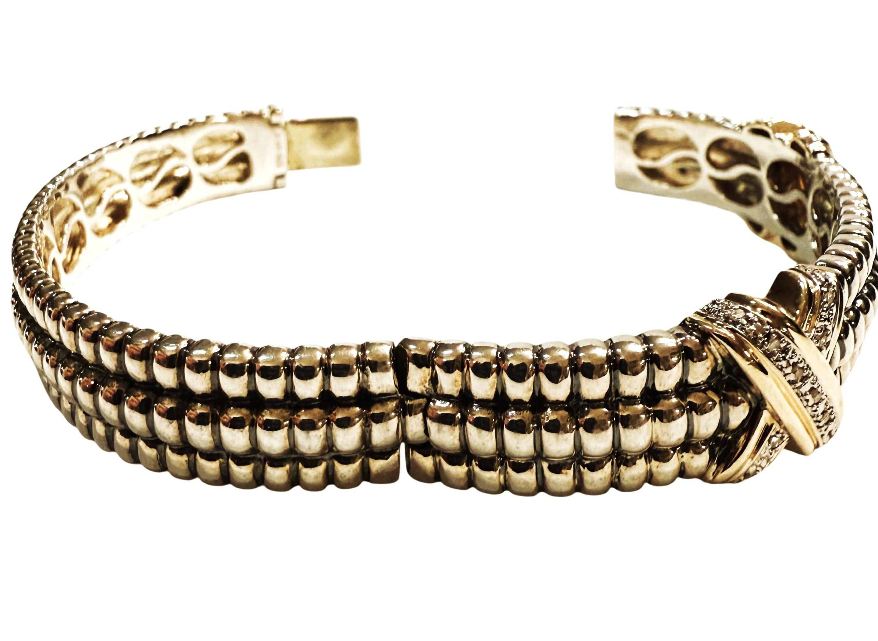 De las mujeres Pulsera de oro amarillo de 14 quilates y diamantes de ley 925 de 0,20 quilates en venta