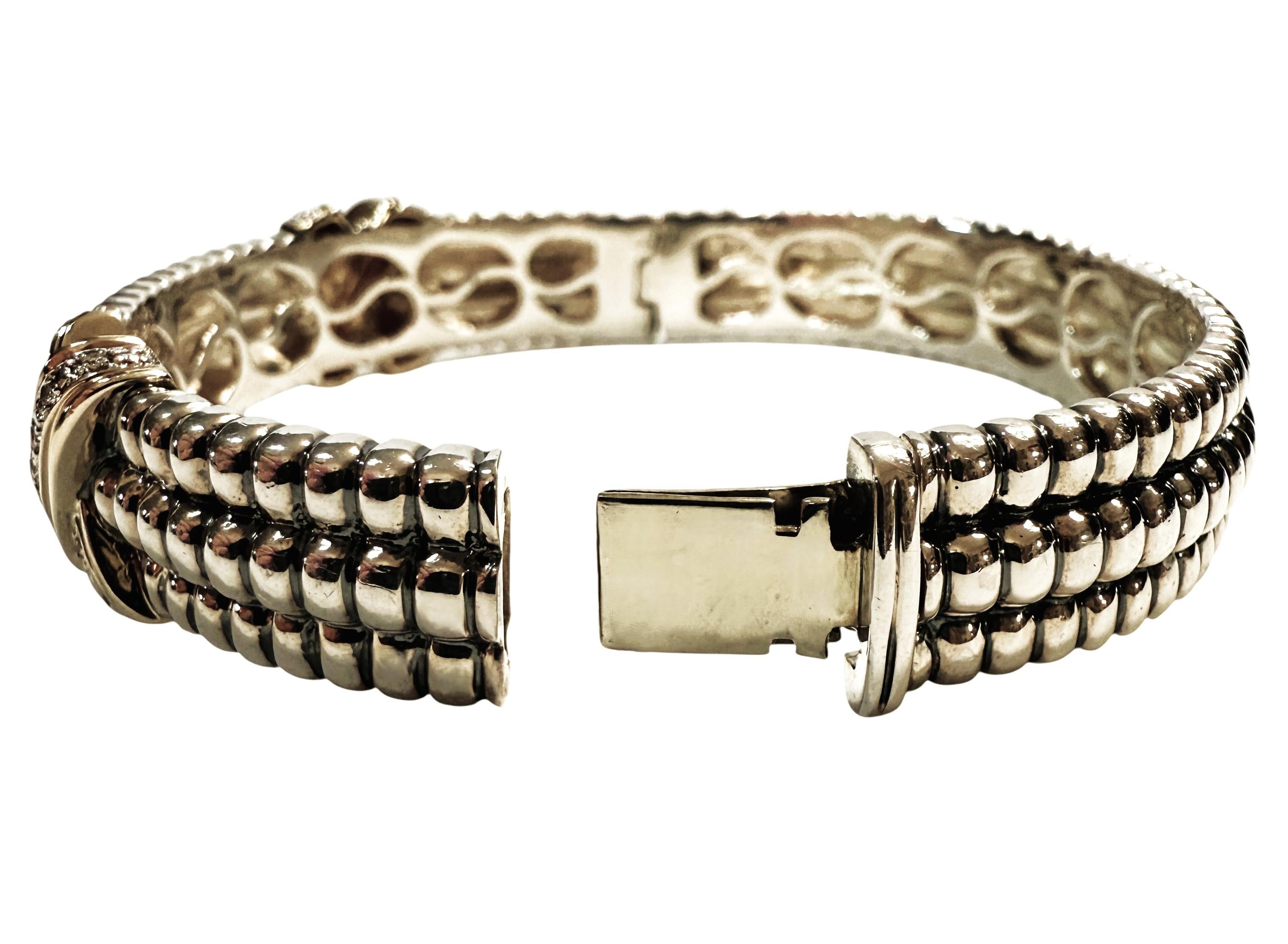 Pulsera de oro amarillo de 14 quilates y diamantes de ley 925 de 0,20 quilates en venta 1