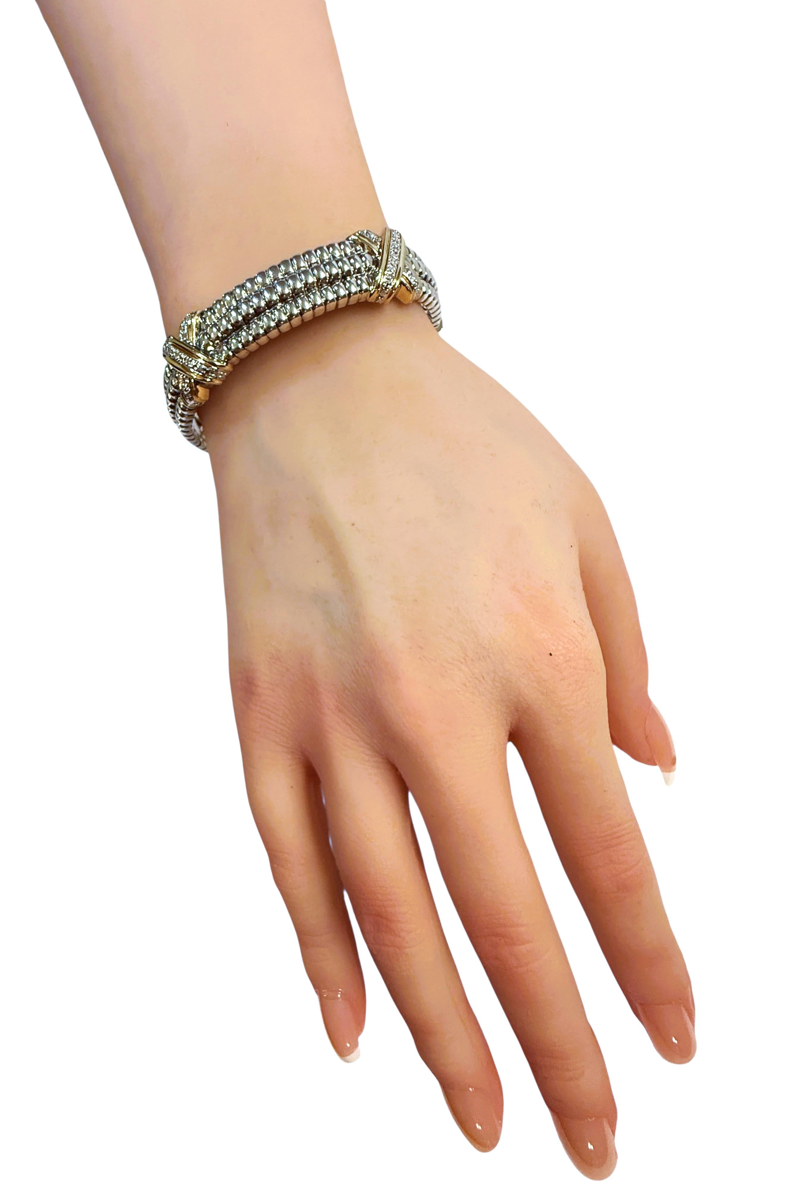 Pulsera de oro amarillo de 14 quilates y diamantes de ley 925 de 0,20 quilates en venta 3