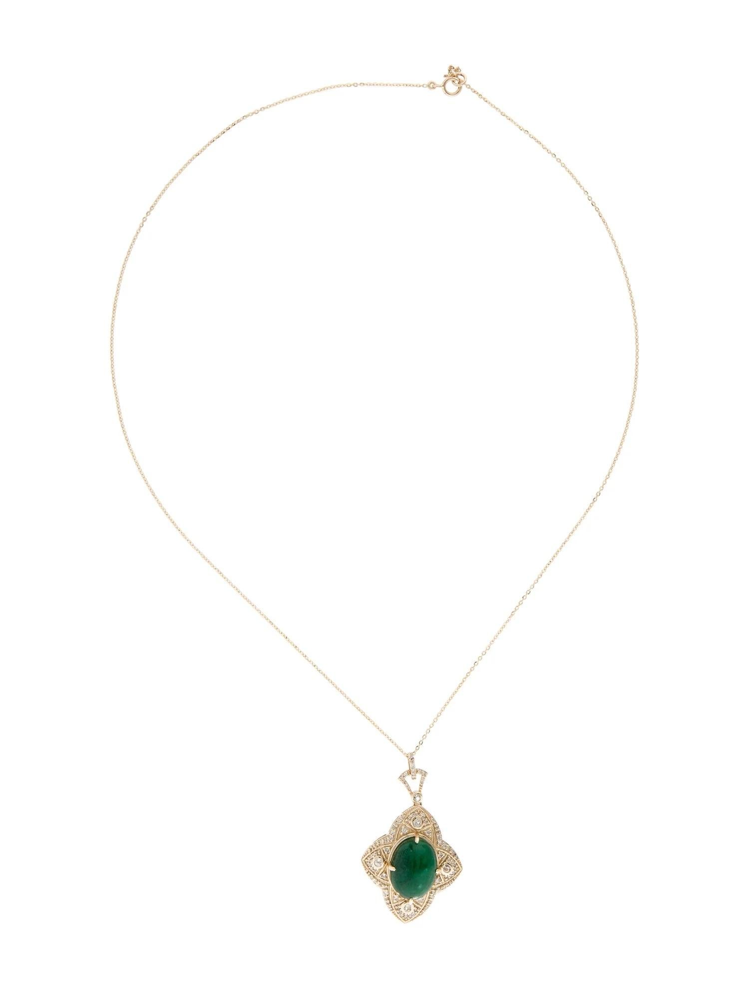 Artist 14K Yellow Gold 9.25ct Emerald, Sapphire, and Diamond Pendant Necklace For Sale