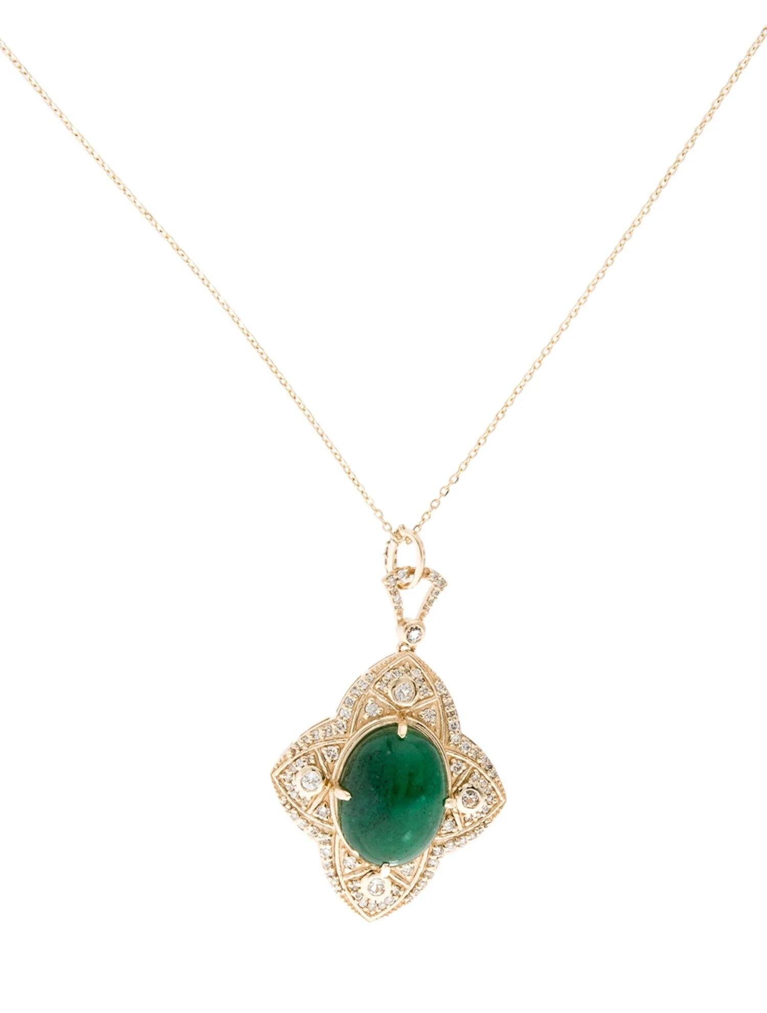 Emerald Cut 14K Yellow Gold 9.25ct Emerald, Sapphire, and Diamond Pendant Necklace For Sale