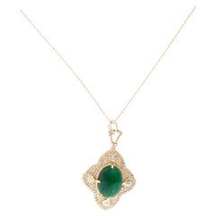 Collana con smeraldo, zaffiro e diamante in oro giallo 14K da 9,25 carati
