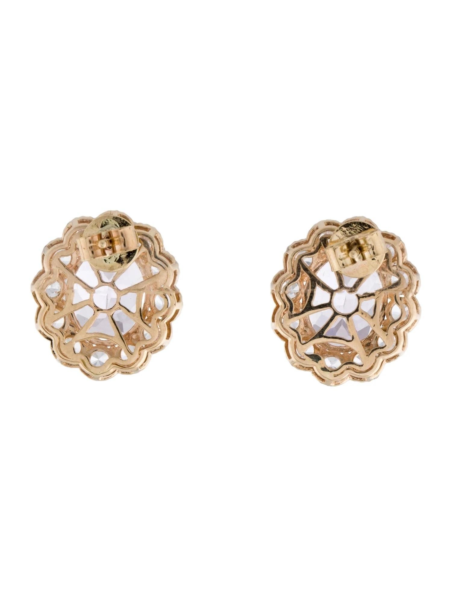 Artist 14K Yellow Gold 9.58ctw Kunzite & Sapphire Stud Earrings For Sale