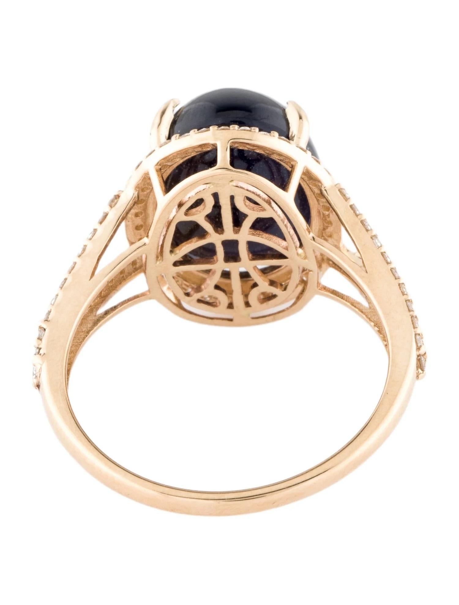Taille ovale Bague cocktail en or jaune 14 carats avec saphir cabochon ovale 9,62 carats et diamants taille 7 en vente
