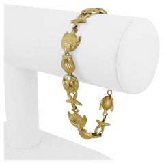 14k Gelbgold 9.7g Diamantschliff 12mm Ocean Beach Gliederarmband 7,5"