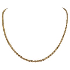 Collar de cadena de cuerda de oro amarillo de 14k de 9,7 g con corte de diamante trenzado de 2 mm Italia de 18"