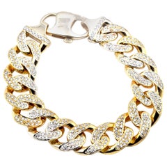 Bracelet à maillons cubains en or jaune 14 carats avec diamants de 9,80 carats