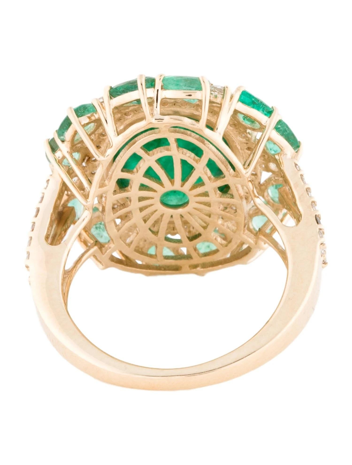 Emerald Cut 14K Yellow Gold 9.86ctw Emerald, Sapphire & Diamond Cocktail Ring, Size 7