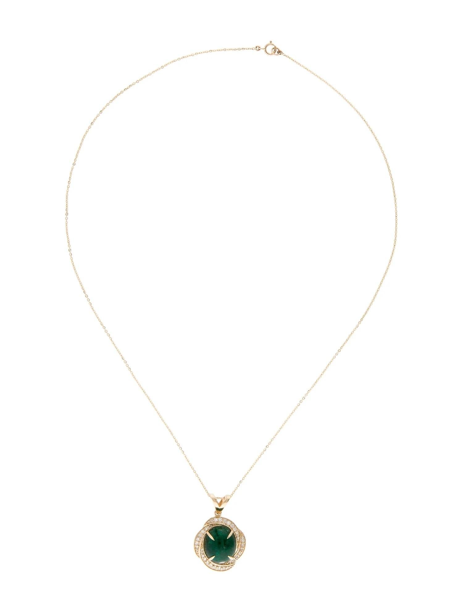 Artiste Collier pendentif en or jaune 14 carats avec émeraudes et diamants 9,89 carats en vente