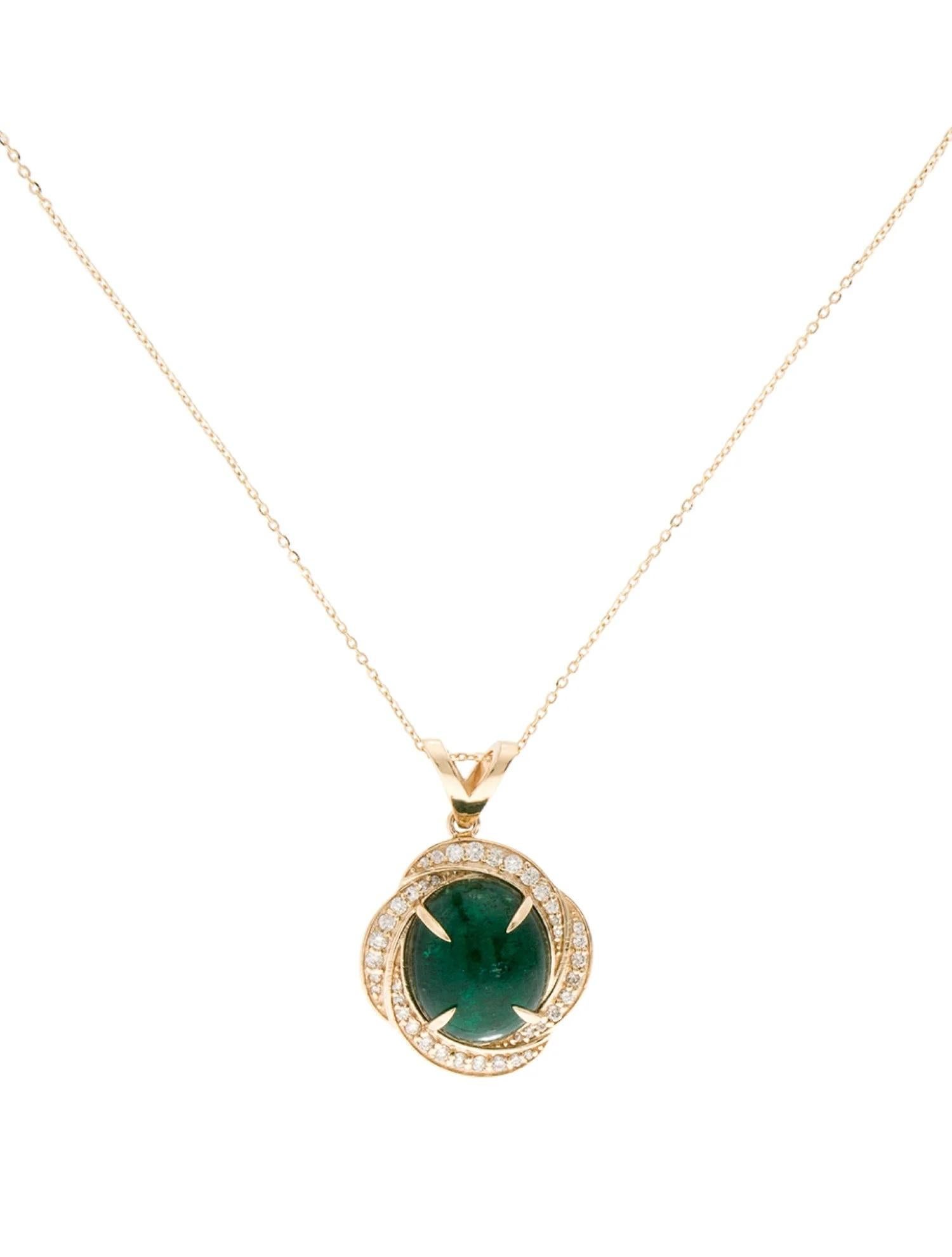 Taille émeraude Collier pendentif en or jaune 14 carats avec émeraudes et diamants 9,89 carats en vente