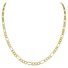 Collar Cadena Eslabón Fígaro Italia 24" Oro Amarillo 14k 9,8g Semimacizo 4mm