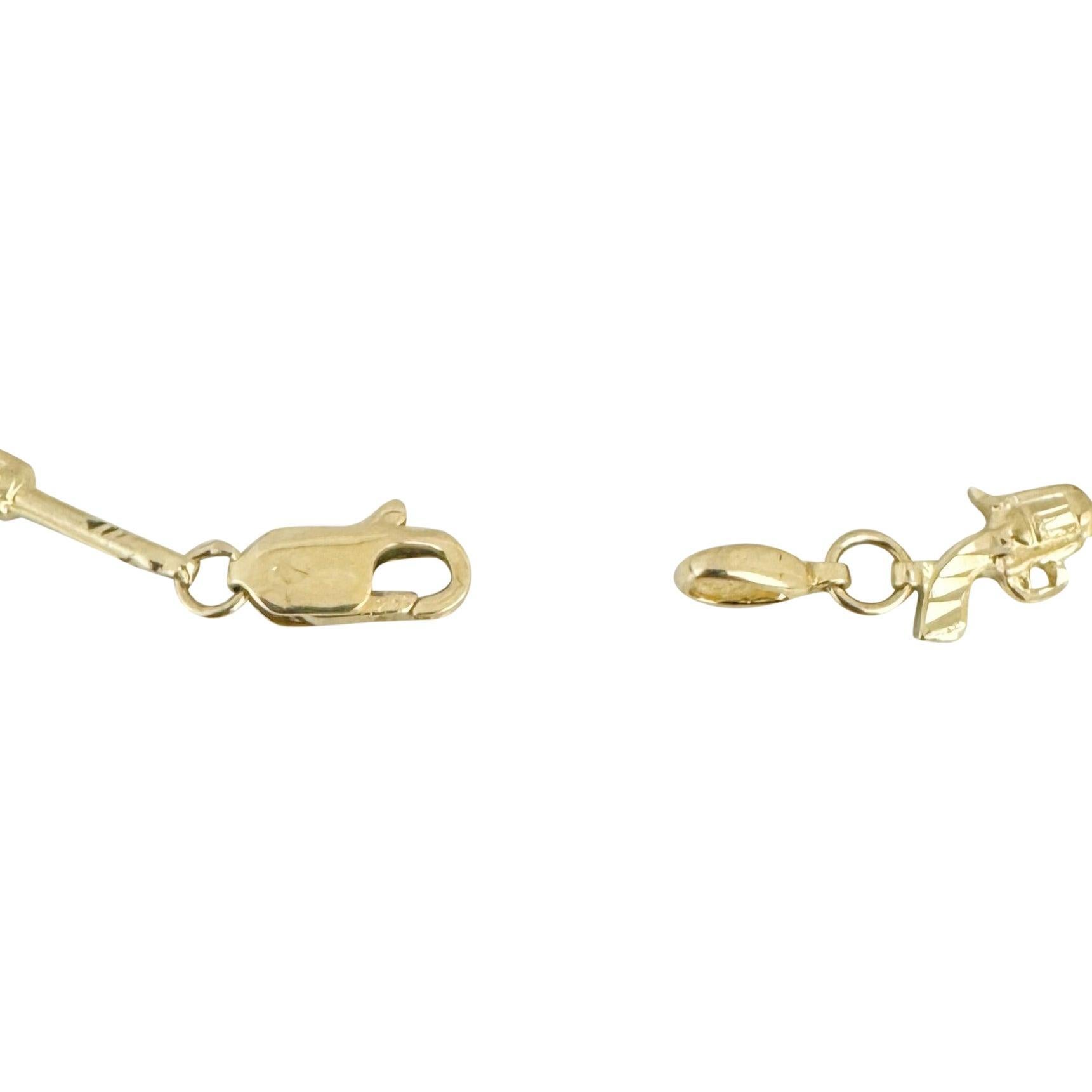 14k Yellow Gold 9.9g Diamond Cut Country Western Cowboy Charm Link Bracelet 7