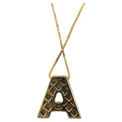 14K Yellow Gold "A" Letter Pendant Necklace #17339
