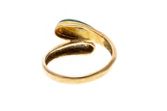 14k Yellow Gold Abstract Malachite and Diamond Snake Ring