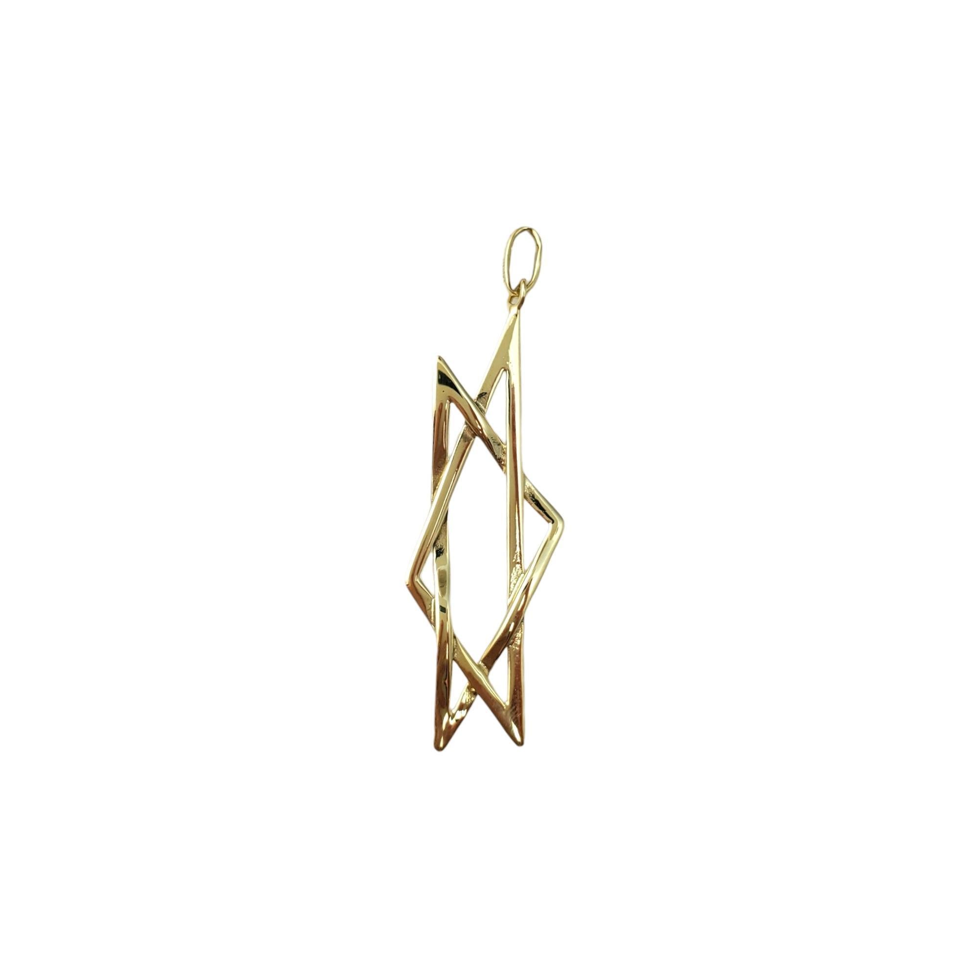 14K Yellow Gold Star of David Pendant-

This pendant is meaningful symbol of culture and religion.

Size: 47mm X 13mm

Weight: 1.6 dwt. / 2.5 gr.

Very good condition, professionally polished.

Stamped 14K Italy

*Chain not included*

Will come