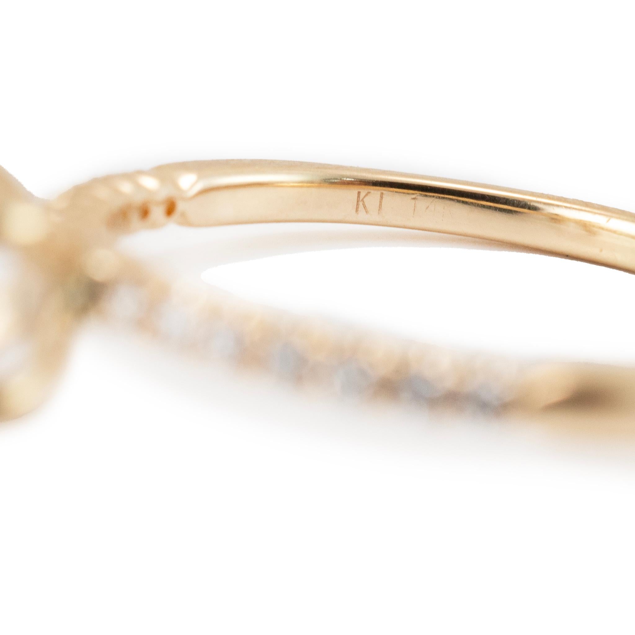 Women's 14K Yellow Gold Accented Diamond Round Semi Mount Engagement Ring For Sale